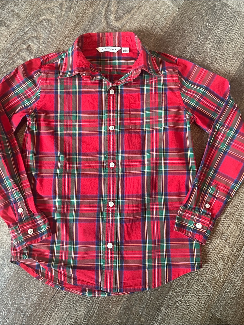 Janie and Jack Tartan Button Down Shirt Boys- Size 7